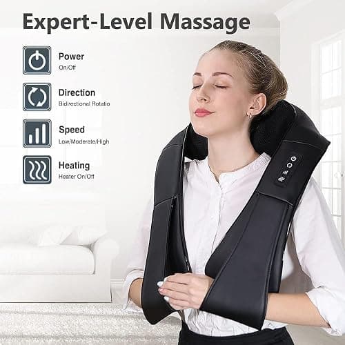 Neck Massager with Heat, Shiatsu Back Neck and Shoulder Massager, Electric Deep Tissue 4D Kneading Massage, Use at Home, Office, Car- Best Gifts for Women Men Mom Dad thumbnail 3