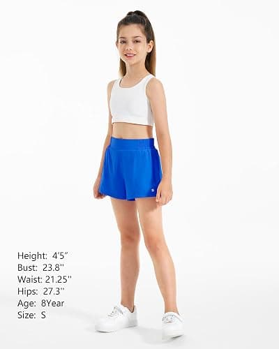 Stelle Girl's Athletic Shorts with Liner Zipper Pockets Elastic Waist Running Shorts Sports Active Shorts for Teen Kids thumbnail 7