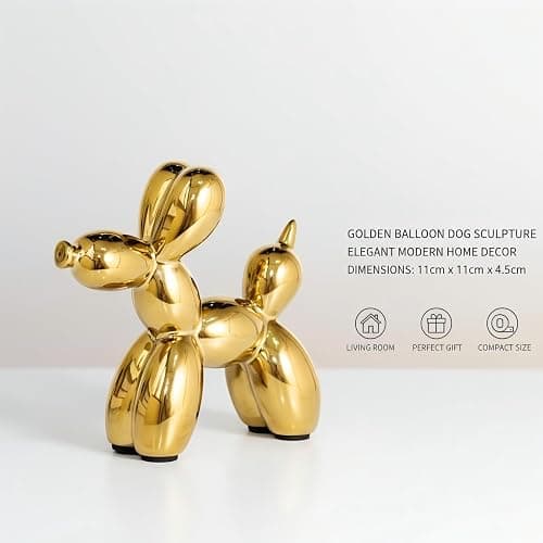 Aartihejoy Creative Gold Balloon Dog Statues Small Ceramic Animal Sculpture Modern Home Decor Living Room Desktop Decorations Bedroom Office Cabinet Ornament (Gold) thumbnail 4