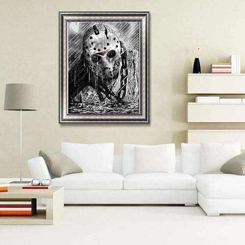 Generic DIYPAINTING 5D Diamond Art Painting by Number Kits Horror Movie Halloween 16X20 Painting Cross Stitch Full Drill Crystal Rhinestone Embroidery Pictures Arts Craft for Home Wall Decor Gift thumbnail 5