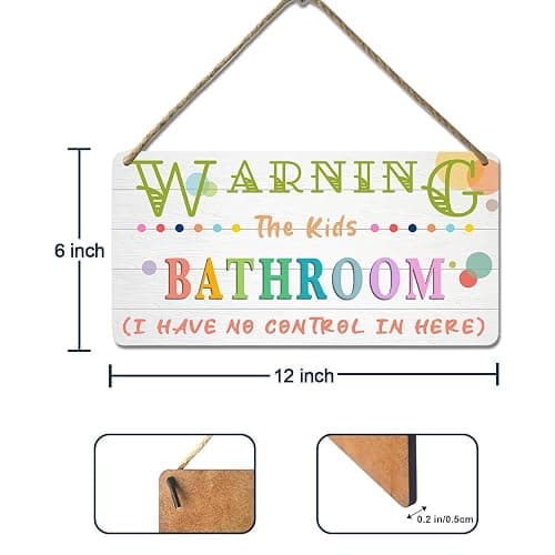 YOHIYE Kids Bathroom Wood Sign 'I Have No Control In Here' 12x6 Inch Rustic Humor Wall Art Decor thumbnail 3