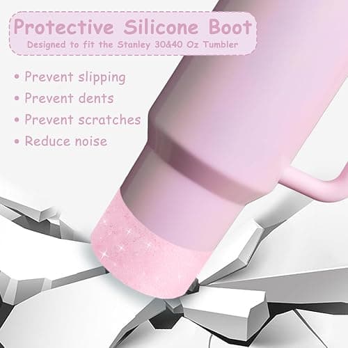 Stanley Cup Accessories Set,Including 2 Pcs 0.4in Straw Cover, 1 Silicone Spill-Proof Stopper Set of 3, 1 Cute Maple Handle Charm, 1 Silicone Boot Fits Stanley 40&30 Oz Tumbler (Peony 2.0) thumbnail 5