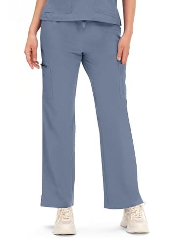 COZYFIT Scrubs for Women - V Neck Top & Cargo Straight Pants 12 Pockets | Water Resistant, Side-Slit Hem, Easy Care, Workday Utility, For Nurses, Clinics, Long Shifts, Daily Medical Uniforms thumbnail 7