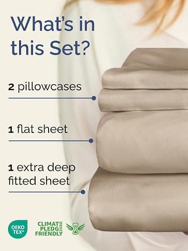 Extra Deep Pocket Queen Sheet Set - 4 Piece Breathable & Cooling Bed Sheets - Hotel Luxury Sheet Set - Ultra Soft, Wrinkle Free & Comfy - Easily Fits Extra Deep Mattresses - Deep Pocket Cream Sheets | Extra Deep Pocket, Hotel Luxury, Cooling, Breathable, Soft, Comfy, Wrinkle Free, Easily Fits Extra Deep Mattresses, Bed Sheets, Sheets Set thumbnail 2