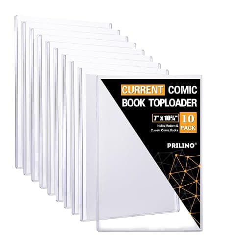 10ct Current Comic Book Toploaders - Modern Comic Book Top loaders, Crystal Clear Regular Comic Book Topload, Premium PVC Comic Book Holder, Crystal Clear Protection for Display, Storage, Collection - Image 1