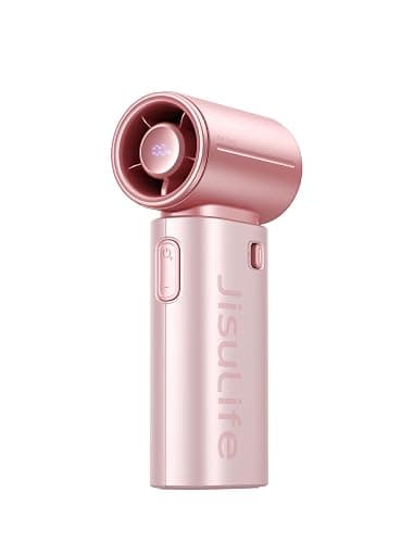 JISULIFE Mini Handheld Fan Life9S - Sleek Chrome: Turbo Power, 22 Hours Cooling, LED Display, 5000mAh, 5-Speed, Small Portable Fan for Travel, Cruise, Concerts, Trendy Gifts for Women Men - Pink - Image 1
