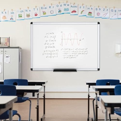 VIZ-PRO Magnetic Whiteboard/Dry Erase Board, 36 X 24 Inches, Includes 1 Eraser & 2 Markers & 4 Magnets thumbnail 2