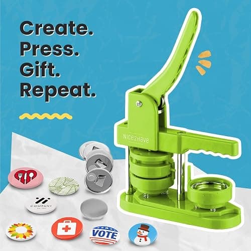 Button Maker Machine – 2.25 Inch (58mm) – Single Mold, Pin Maker Machine Kit with 100 Buttons, 5 Fridge Magnets, 5 Bottle Openers, Cutters, and 500+ Button Designs for DIY Crafts, Green thumbnail 9