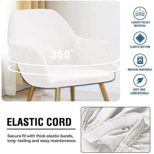 ZHUIYUAN Velvet Stretch Chair Slipcover with Arms, Elastic Chair Cover Protector for Office Computer Chair, Vanity Stool, Wingback Dining Chair for Home Kitchen Living Room thumbnail 5