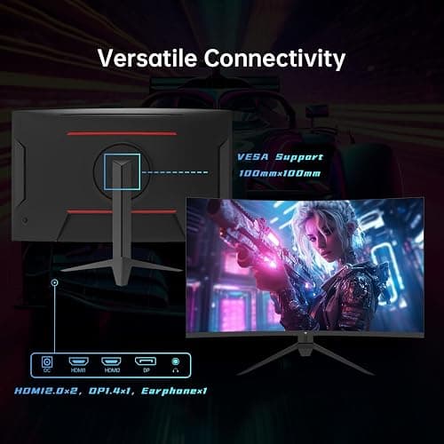 KTC 32 Inch Curved Gaming Monitor, FHD 1080P 165Hz PC Monitor, 1500R, 122% sRGB with HDR, FreeSync Premium, HDMI 2.0x2, DisplayPort 1.4, VESA Compatible, Tilt Adjustable, Eye Care, H32S17C thumbnail 5