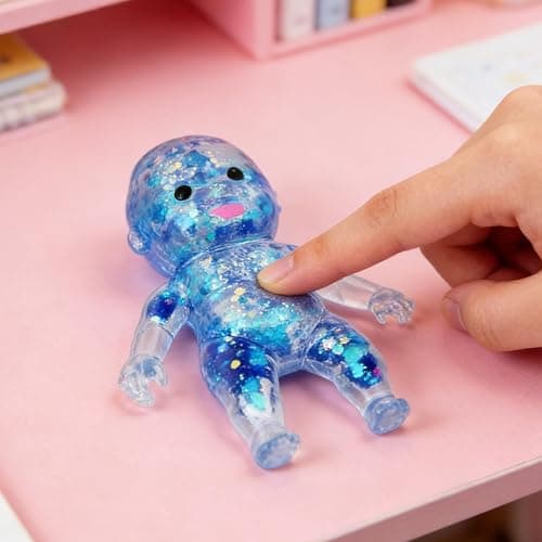 Squishy Babies Glitter Soft Moldable Cute Squishy Slow Rise Relaxing Sensory Fidget Relief Anxiety Stress Fun Desk Accessory for Adults Hot Pink thumbnail 2