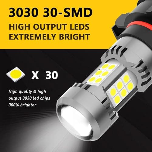 PHINLION 2504 PSX24W 12276 LED Fog Light Bulbs, 3200 Lumens Super Bright, 6000K Xenon White, 3030 30 SMD Chips, DRL Replacement Lamps for Cars, Trucks, SUVs thumbnail 2