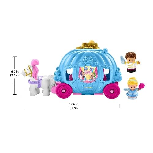Fisher-Price Little People Toddler Toy Disney Princess Cinderella’s Dancing Carriage Playset with Figures for Pretend Play Ages 18+ Months, HGP76 thumbnail 2