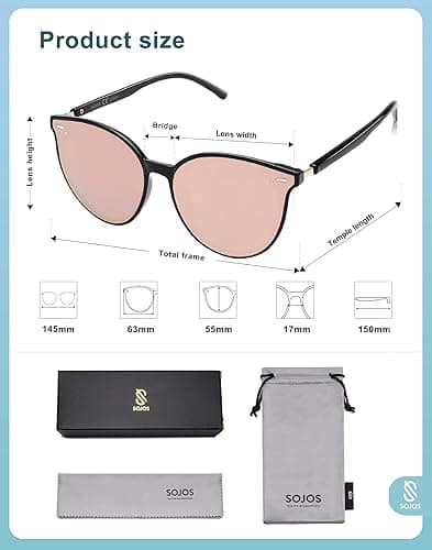 SOJOS Sunglasses Womens Trendy 2025 Classic Round Retro Vintage Shades Large Frame Sunnies SJ2067 - Pink thumbnail 5