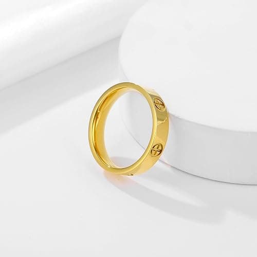 YAISZYW Women's Stainless Steel Wedding Ring 18K Gold Love Ring Friendship Engagement Wedding Jewelry, Promise Ring Mother's Day Christmas Birthday Gift, Size 5-10 thumbnail 4