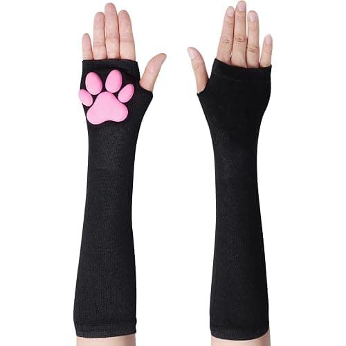 Nydotd Cat Paw Pad Mittens Gloves Kawaii Pink 3D Claw Fingerless Cute Cat Cosplay Gloves Sleeve for Girls Party thumbnail 6