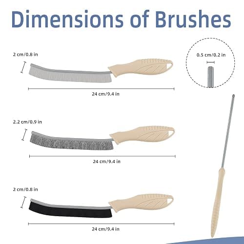 Foogwee® Crevice Cleaning Brush - Soft Bristle Brush + Hard Bristle Brush + Stainless Steel Bristle Wire Brush, Cleaning Tools for Household Use, Multifunctional Gap Cleaning Supplies - Khaki thumbnail 2