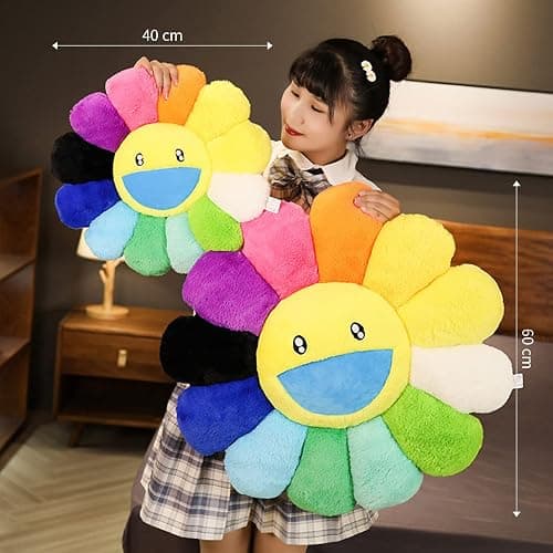 FIONOUT Flower Pillow, Flower Shaped Throw Pillow, Flower Face Floor Cushions Floor Pillow, Colorful Sunflower Plush Pillow, Cute Room Decor Decorative Pillows for Sofa Bedroom Car (40cm/15.7in) thumbnail 2