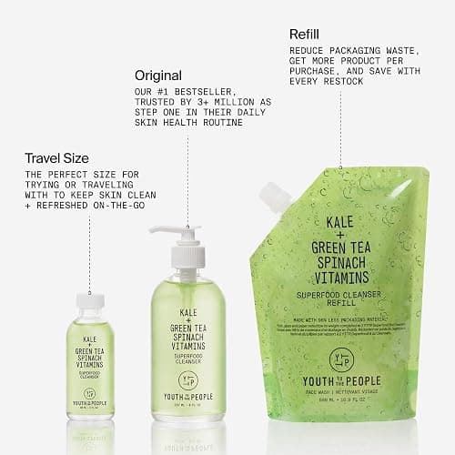 YTTP Superfood Gentle Face Cleanser - Daily Face Wash, Pore Minimizer + Makeup Remover - Lightweight & Hydrating Gel to Foaming Face Wash for Glowing Skin - Vegan Skin Care for Men & Women (8oz) thumbnail 7
