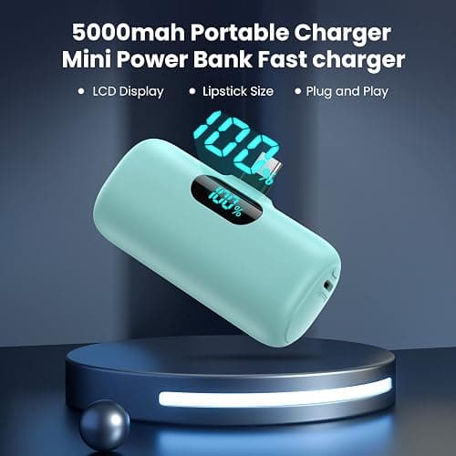 [2-Pack] Mini Portable Charger 5000mAh Power Bank,3A PD USB C Cell Phone Portable Power, LCD Display Battery Pack Compatible with iPhone 17/17 Air/16/16 pro/15/15 pro Max/Android/Samsung/Moto/LG etc thumbnail 6