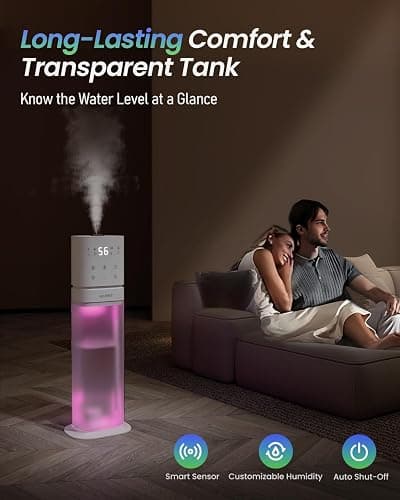 AILINKE Smart Humidifier Large Room, 2.1Gal/8L Humidifiers for Bedroom with Extended Tube&Night Light, Whole House Cool Mist Humidifiers, WIFI App&Voice Control, School/Office/Warehouse, White thumbnail 8