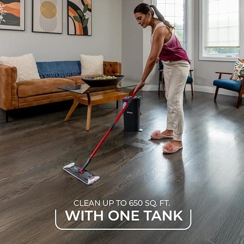 O-Cedar H2prO Flat Mop System | Quick Cleaning Tool | Clean with Water | Machine Washable Reusable Microfiber Mop Pad | Safe on Wood Floors, Vinyl, Tile, Baseboards, Walls thumbnail 2