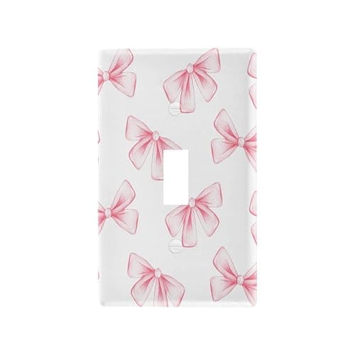 Blueangle Toggle Light Switch Wall Plate Cover - Pink Ribbon Bow Light Switch Cover Decorative Outlet Cover Wall Plate, Size 1-Gang 4.53 x 2.76 Inch - Image 1