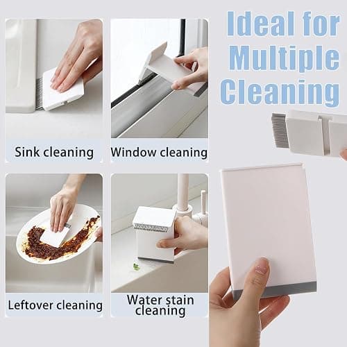 Ouliget Kitchen Sink Squeegee and Countertop Brush,3 in 1 Mini Squeegee Sponge Countertop Dirt Cleaning Brush,Multi Purpose Compact Brush Cleans Wet and Dry Spills thumbnail 5