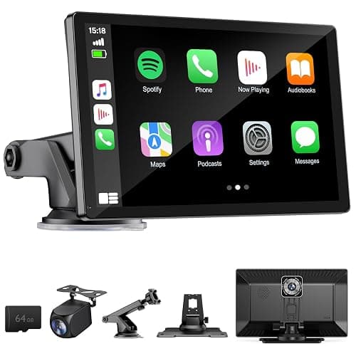 9" Wireless Apple Carplay Screen for Car with 4K Dash Cam, Portable Apple Carplay & Android Auto with 1080p Backup Camera DVR, Voice Control/GPS Navigation/Mirror Link/BT, Pallet of Product - Image 1