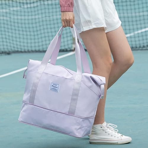 Travel Duffel Bag, Sports Tote Gym Bag, Shoulder Weekender Overnight Bag for Women - A2-purple-expandable - X-large thumbnail 3