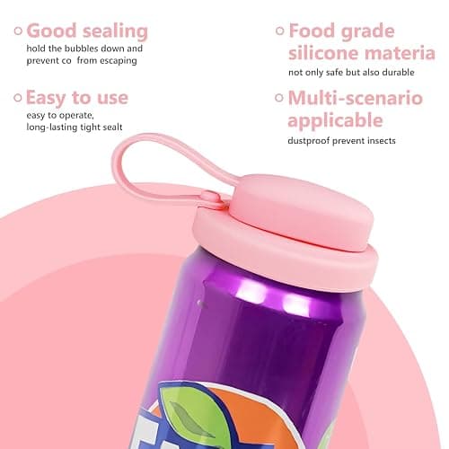 4 Pack Soda Can Lids with Straw, Pop Can Lids with Handle, Reusable Straws Silicone, Can Covers for Soda, Pouch Topper No Spill, BPA-Free, Airtight Seal, Fits Standard 12oz & 16oz Cans thumbnail 3