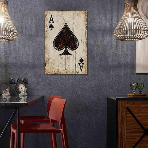Vintage Playing Cards Wall Art Ace Of Spades Poster Vintage Poker Wall Art Poker Artwork Ace Of Spades Canvas Metal Art Signs Playing Card Poster Bar Decor 16x24inch No Frame thumbnail 7