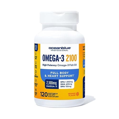 Oceanblue Professional Omega 3 2100-120 ct - High Potency Triple Strength Burpless Fish Oil with EPA, DHA & DPA - Wild Caught - Natural Orange Flavor, 60 Servings - Natural Orange Flavor - 120 Count (Pack of 1)