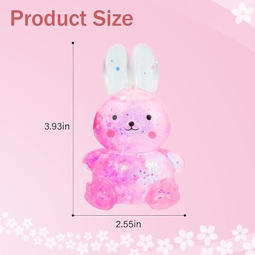 Sezua Squishy Fidget Stress Ball - Easter Basket Stuffers, Taba Squishies Squeeze Sensory Rabbit Toys, Rabbit Squishy Sugar Stress Ball Toys for Adult Kid, Glitter Rabbits Gift for Birthday Christmas thumbnail 3