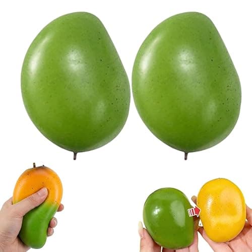 2PCS Chameleon Mango Crunch Squishy - Flexible, Color Changing Mango Stress Ball, Chameleon Mango Crunch Stress Ball with Temperature Color-Changing, Cute Fruit Sensory Fidget Toy for Kids & Adults - Image 1