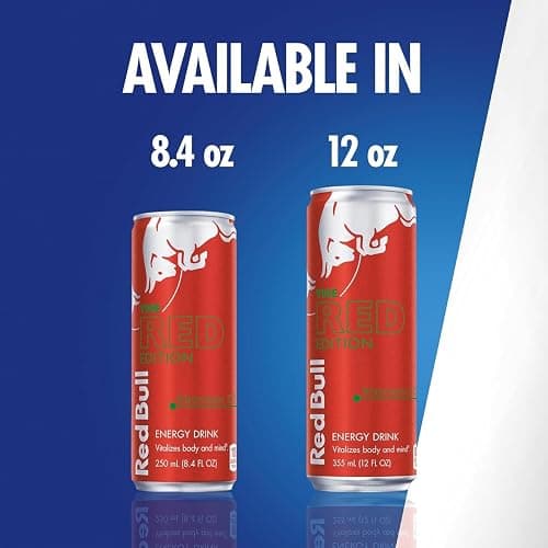 Red Bull Red Edition Energy Drink, Watermelon, with 80mg Caffeine plus Taurine & B Vitamins, 8.4 Fl Oz, Pack of 8 Cans thumbnail 9