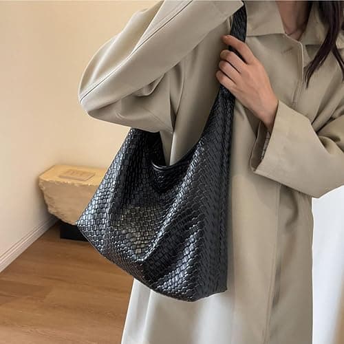 2025 Woven Tote Bag for Women, Fashion Shoulder Hobo Bags, Leather Woven Beach Bag, Work Purses for Women thumbnail 2