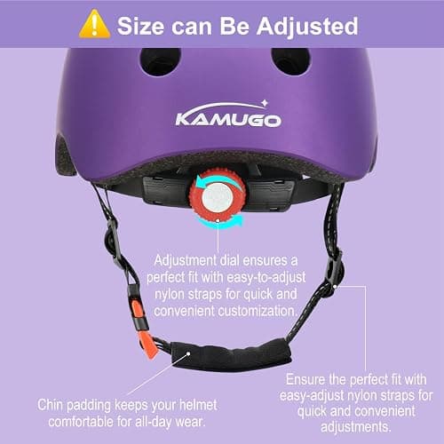 KAMUGO Toddler Helmet Kids Bike Helmet for Girls Boys Ages 2-8 Years,Toddler Bicycle Helmet Suitable for Skateboard Scooter Roller Skating Inline Roller Skating - Purple thumbnail 5