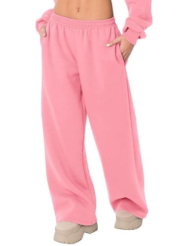 LOMON Wide Leg Sweatpants Women Fleece Sweat Pants Fall Spring Clothes 2026 Teen Girl Baggy Jogger Sweatpant with Pockets - Image 1