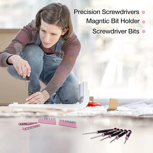 39 Piece All Purpose Basic Household Pink Tool Kit for Women - Small Tool Set with Toolbox Great for Home, Garage, Office and College Dormitory Use thumbnail 7