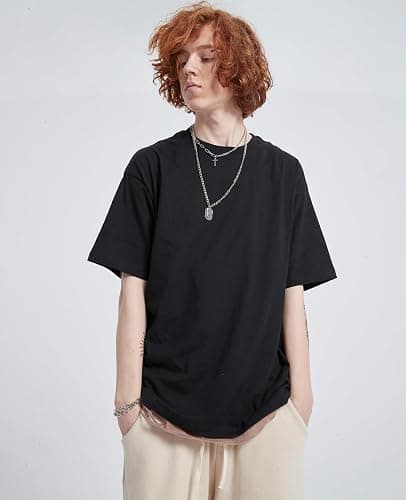 SnowElve Mens Oversized T-Shirts Fashion Loose Fit Crewneck Tshirt Streetwear Heavyweight Short Sleeve Gym Workout Tops thumbnail 2