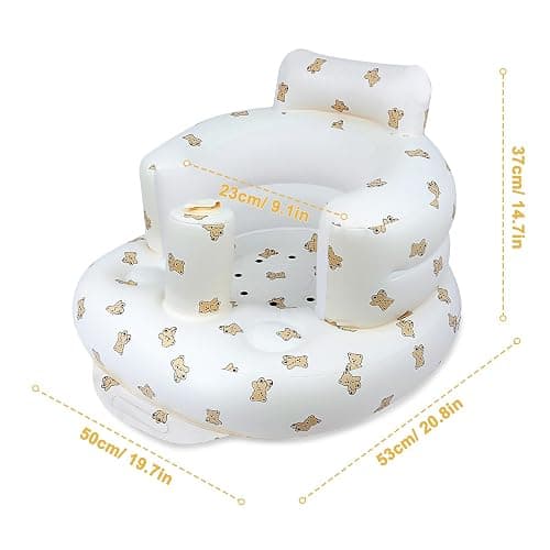 EKEPE Inflatable Baby Seat for Babies 3 Months & Up, Baby Floor Seats for Sitting Up, Baby Seats for Infants, Blow Up Baby Chair with Built in Air Pump - Bear thumbnail 3