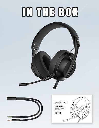 WIRWTRU S30 Gaming Headset with Microphone,198g Lightweight Design, Wired Gaming Headphones for Xbox, Xbox Series X|S, PS5, PS4, Switch, PC, Noise Cancelling Mic, Soft Earmuffs (Black) thumbnail 7