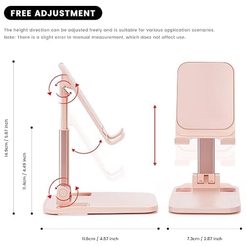 Folding Cell Phone Stand,Adjustable Angle Height Phone Stand/Portable Phone Holder Suitable for All Smartphones（White） - white thumbnail 2