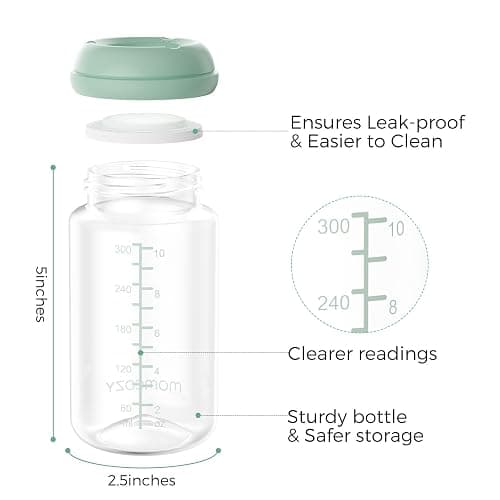 Momcozy Natural Baby Bottle, Wide-Neck, BPA Free Breast Milk Container, Storage Collection Bottle for Fridge & Milk Cooler, Breastfeeding Essential, 11 oz, 4 pcs thumbnail 3