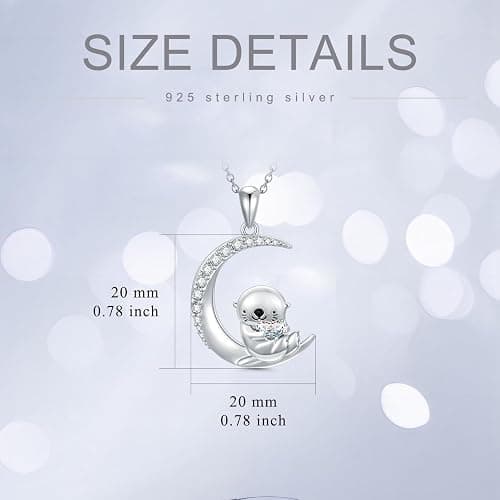 PROESS Animal Birthstone Necklace 925 Sterling Silver Otter/Axolotl/Hippo Pendant Necklace Animal Birthstone Jewelry Gifts for Women thumbnail 3