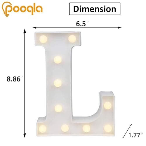 Pooqla LED Marquee Letter Lights Sign, Light Up Alphabet Letter for Home Party Wedding Decoration L thumbnail 2