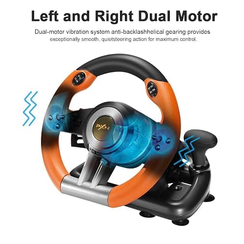 PXN Steering Wheel V3II 180° PC Gaming Racing Wheel Driving Wheel, with Linear Pedals and Racing Paddles for PC, PS4, Xbox One, Xbox Series X|S, Switch - Orange thumbnail 3
