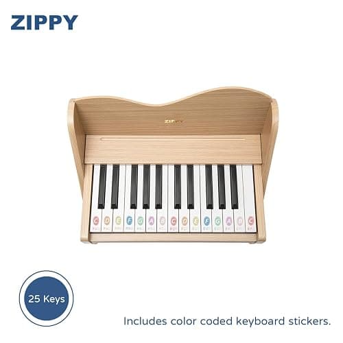 ZIPPY Kids Piano Keyboard, 25 Keys Digital Piano for Kids, Volume Adjustable, Mini Music Educational Instrument Toy, Wood Toy for Toddlers Girls Boys (Oak) thumbnail 5