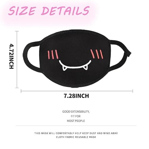 Generic 10pcs Cute Face Mask for Women & Men, Black White Pink Reusable Washable Cotton Full Face Protection for Adult Teens thumbnail 8